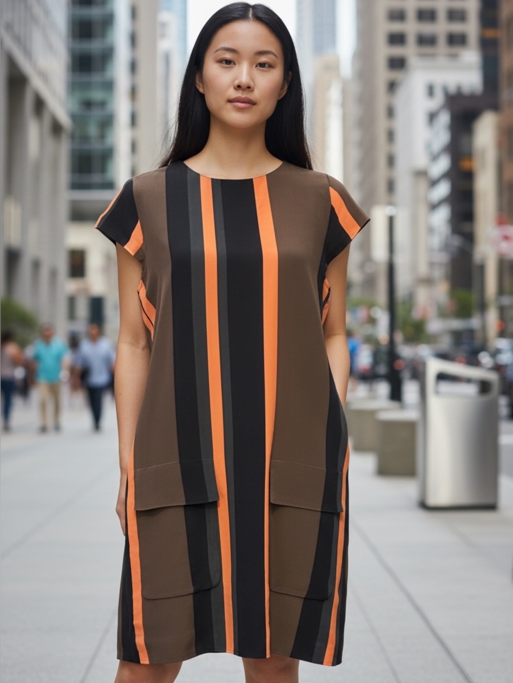 Madewell Broadway & Broome Bold Stripe 100% Silk Shift Mini Dress SZ Small